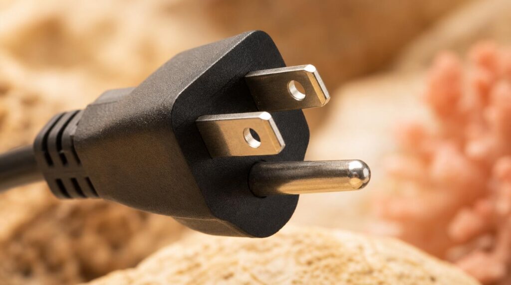 Close-up macro shot of a Type A/B plug's prong end